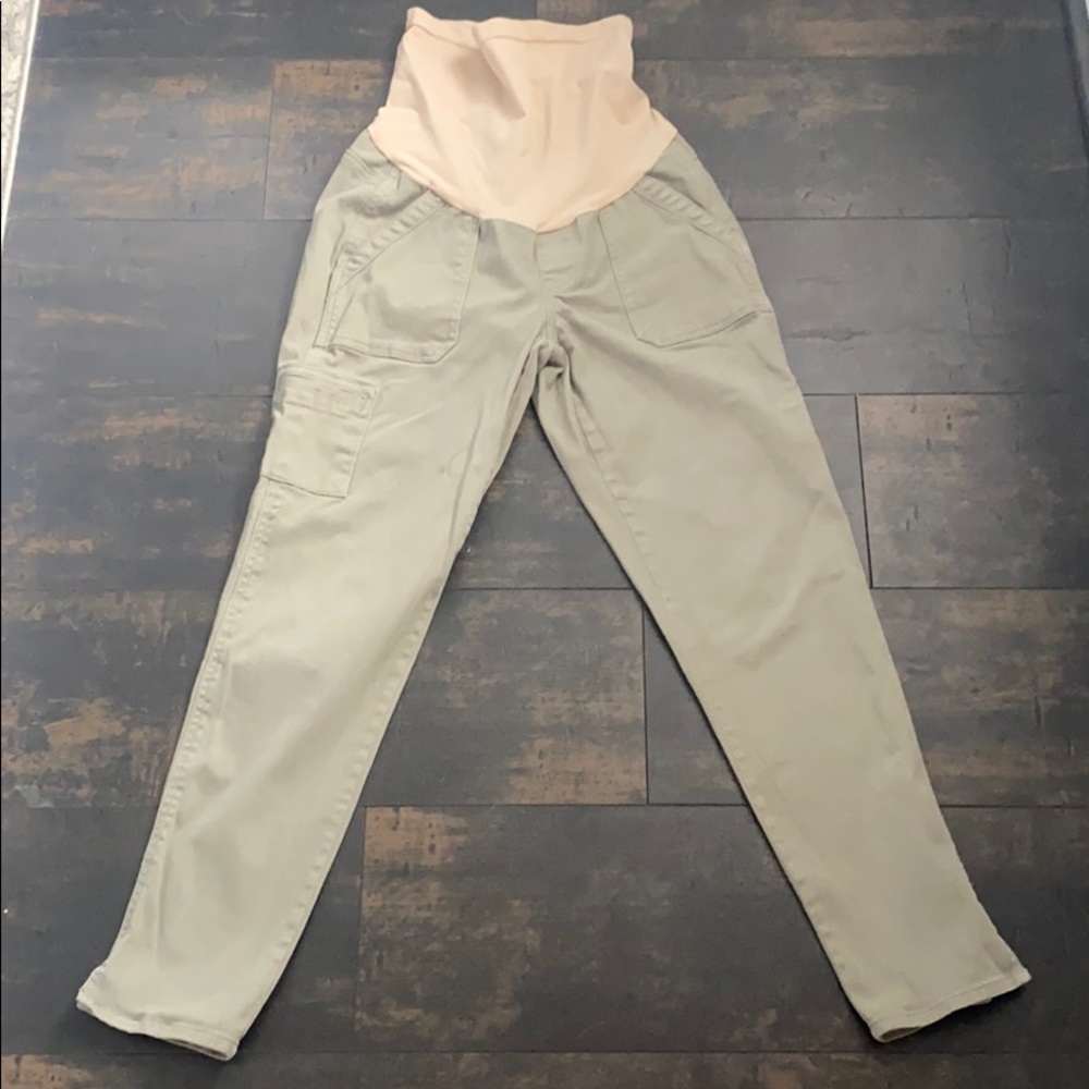 Ankle Length Olive Green Maternity Pants